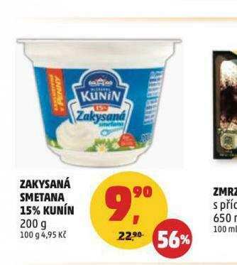 Penny Market Zakysaná smetana 15% kunín nabídka