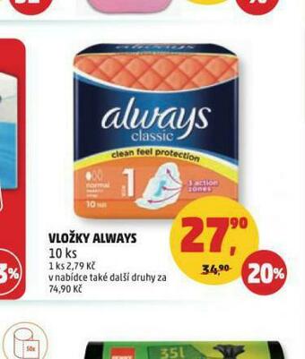 Penny Market Vložky always nabídka