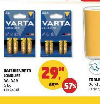 Penny Market Varta baterie longlife nabídka