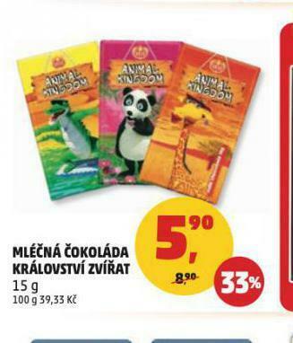 Penny Market Mléčná čokoláda království zvířat nabídka