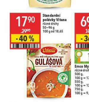 Globus Vitana standardní polévka nabídka