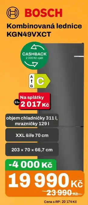 BOSCH Kombinovaná lednice KGN49VXCT