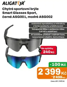 Expert ALIGATOR® Chytré sportovní brýle Smart Glasses Sport, černé ASG001, modré ASG002 nabídka