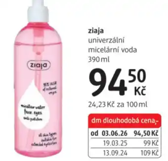 dm drogerie Ziaja univerzální micelární voda nabídka