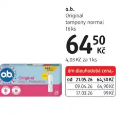 dm drogerie O.B Original tampony nabídka