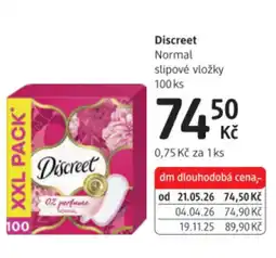 dm drogerie Discreet Normal slipové vložky nabídka