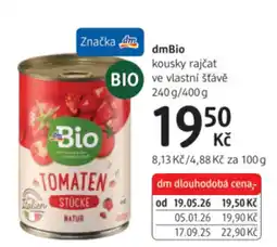 dm drogerie DmBio kousky rajčat ve vlastní šťávě nabídka