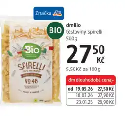 dm drogerie DmBio těstoviny spirelli nabídka