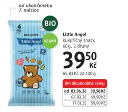 dm drogerie Little Angel kukuřičný snack nabídka
