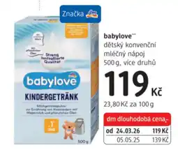 dm drogerie Babylove dětský konvenční mléčný nápoj nabídka