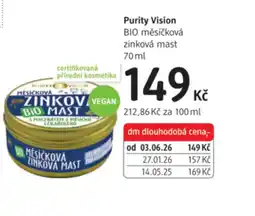 dm drogerie Purity Vision BIO měsíčková zinková mast nabídka