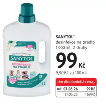 dm drogerie SANYTOL dezinfekce na prádlo nabídka