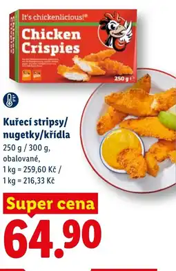 Lidl Kuřecí stripsy/ nugetky/křídla nabídka