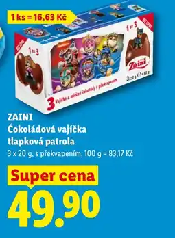 Lidl ZAINI Čokoládová vajíčka tlapková patrola nabídka