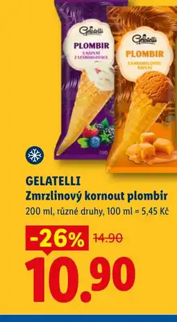Lidl GELATELLI Zmrzlinový kornout plombir nabídka