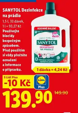 Lidl SANYTOL Dezinfekce na prádlo nabídka