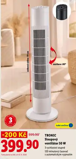 Lidl TRONIC Sloupový ventilátor 50 W nabídka