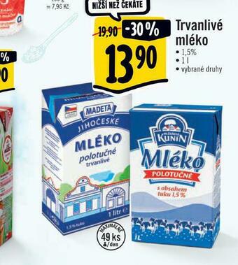Albert Trvanlivé mléko 1,5% nabídka