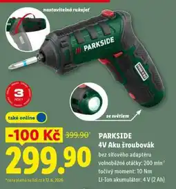 Lidl PARKSIDE 4V Aku šroubovák nabídka