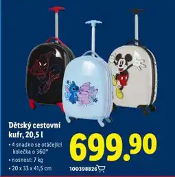 Lidl Dětský cestovní kufr, 20,5 l nabídka