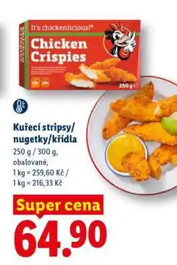 Lidl Kuřecí stripsy/nuggetky/křídla nabídka