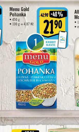 Albert Menu gold pohanka nabídka