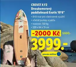 Lidl CRIVIT X F2 Dvoukomorový paddleboard Exotic 10'6 nabídka