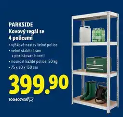 Lidl PARKSIDE Kovový regál se 4 policemi nabídka