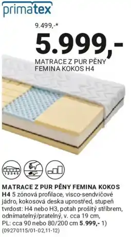 Möbelix Matrace z pur pěny Femina kokos H4 nabídka