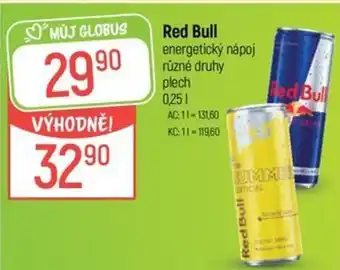 Globus Red Bull energetický nápoj nabídka