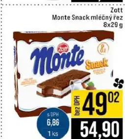 Jip Zott Monte Snack mléčný řez nabídka