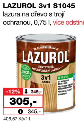 Barvy a laky drogerie LAZUROL 3v1 S1045 lazura na dřevo s trojí ochranou nabídka