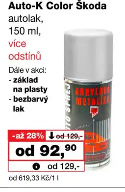 Barvy a laky drogerie Auto-K Color Škoda autolak nabídka