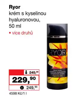 Barvy a laky drogerie Ryor krém s kyselinou hyaluronovou nabídka