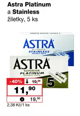 Barvy a laky drogerie Astra Platinum a Stainless žiletky nabídka