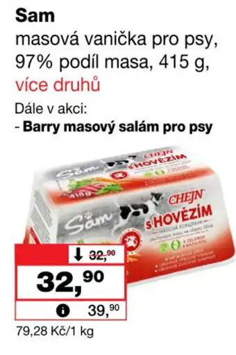 Barvy a laky drogerie Sam masová vanička pro psy, 97% podíl masa nabídka