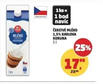 Penny Market Čerstvé mléko 1,5% Karlova Koruna nabídka