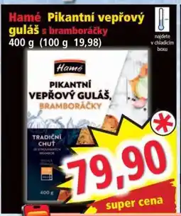 Norma Hamé Pikantní vepřový guláš s bramboráčky nabídka
