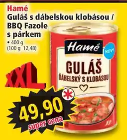 Norma Hamé Guláš s ďábelskou klobásou / BBQ Fazole s párkem nabídka