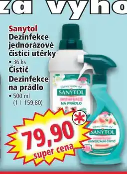 Norma Sanytol Dezinfekce jednorázové čisticí utěrky nabídka