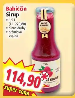 Norma Babiččin Sirup nabídka