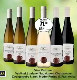 Adam Vína Ostrovec Veltlínské zelené, Sauvignon, Chardonnay, Zweigeltrebe klaret, Modrý Portugal, Frankovka nabídka