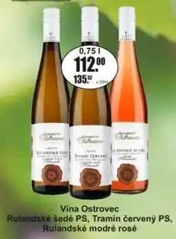 Adam Vína Ostrovec Rulandské šedé PS, Tramín červený PS, Rulandské modré rosé nabídka