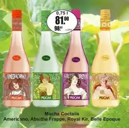 Adam Mucha Coctails Americano, Absithe Frappe, Royal Kir, Belle Epoque nabídka