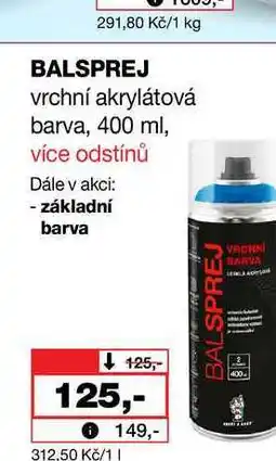 Barvy a laky drogerie Kč/1 kg BALSPREJ vrchní akrylátová barva nabídka