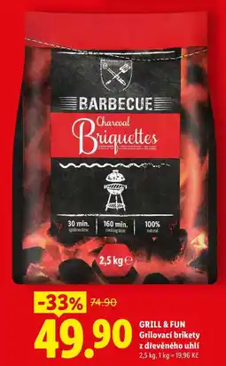 Lidl GRILL & FUN Grilovací brikety z dřevěného uhlí nabídka