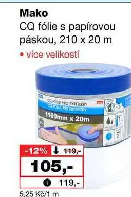 Barvy a laky drogerie Mako CQ fólie s papírovou páskou, 210 x 20 m nabídka