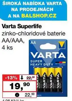 Barvy a laky drogerie Varta Superlife zinko-chloridové baterie AA/AAA, AA 4 ks nabídka