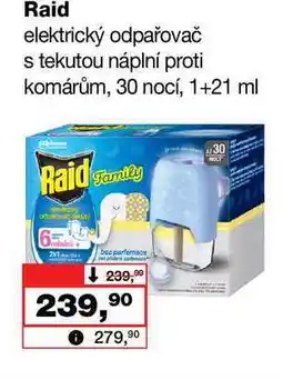Barvy a laky drogerie Raid elektrický odpařovač s tekutou náplní proti komárům, 30 nocí, 1+21 ml nabídka