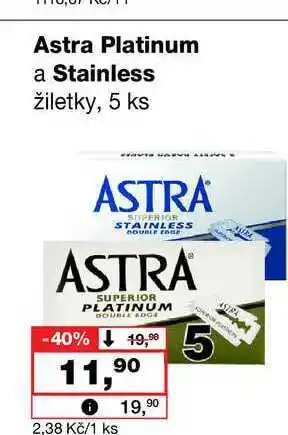 Barvy a laky drogerie Astra Platinum a Stainless žiletky, 5 ks nabídka